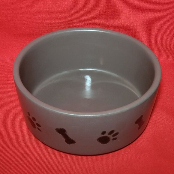 Ceramic Pet Dog Cat Bowl Paw Bone Pattern - Picture 2 of 9